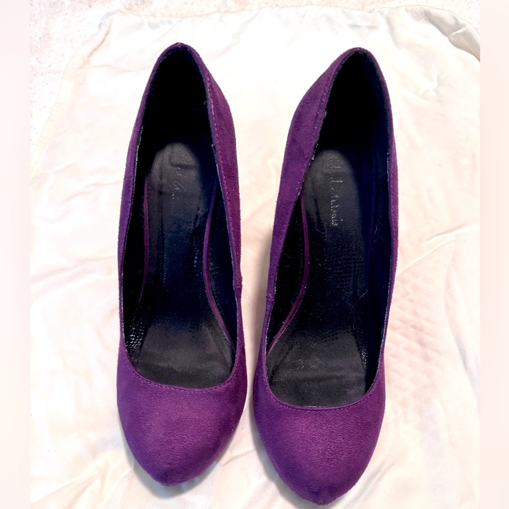 Purple suede heels